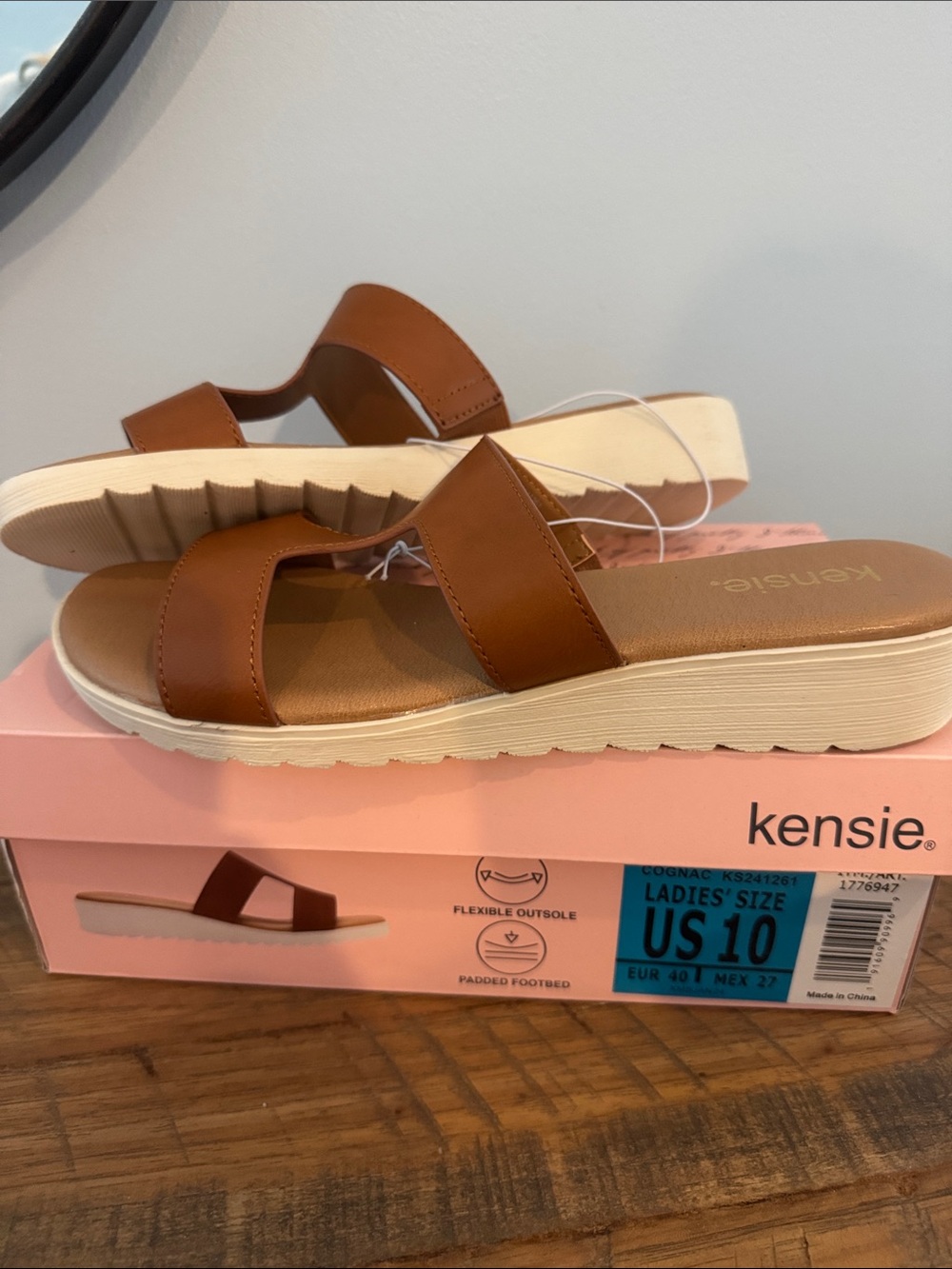 Kensie Cognac Double-Strap Platform Sandals